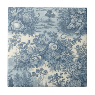 Vintager Blütensee Blauer Blauleng Fliese