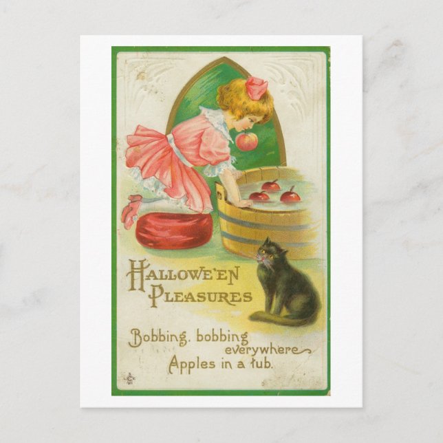 Vintager Bobbing zu Äpfeln Halloween Postkarte (Vorderseite)