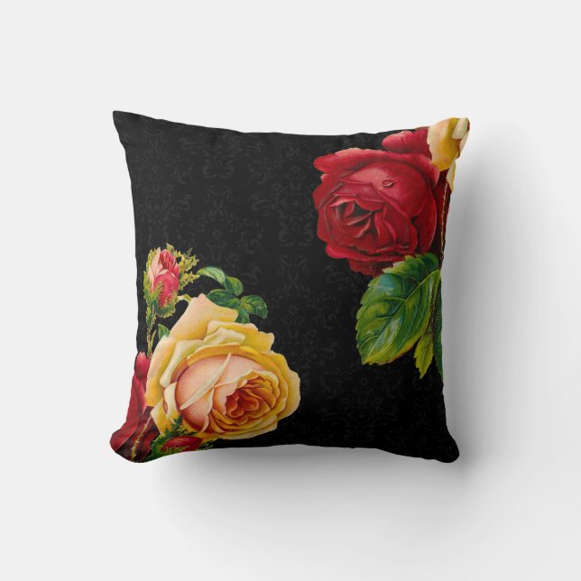 Vintager Bohemischer Rosen-Entwurf Kissen (Vorderseite)