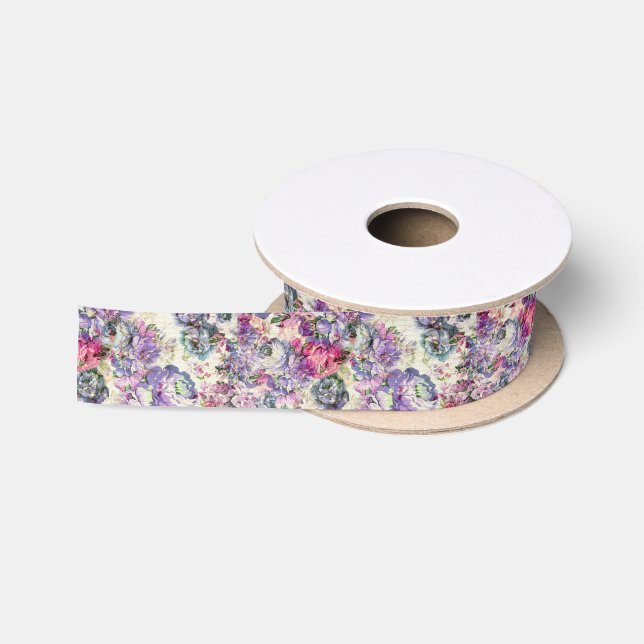 Vintager böhmischer rustikaler rosa Lavendel mit Satinband (Spule)