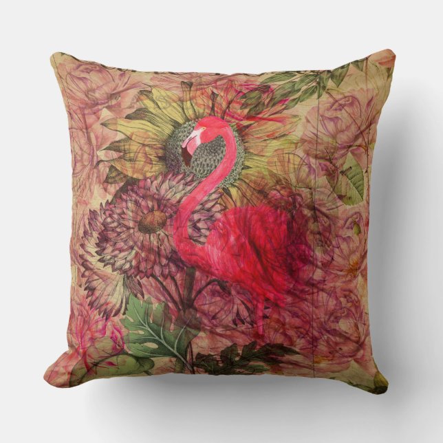Vintager böhmischer tropischer rosa mit kissen (Vorderseite)