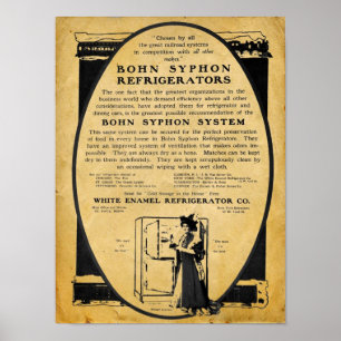 Vintager Bohn Aussaugheber-Kühlschrank-Druck 1909 Poster