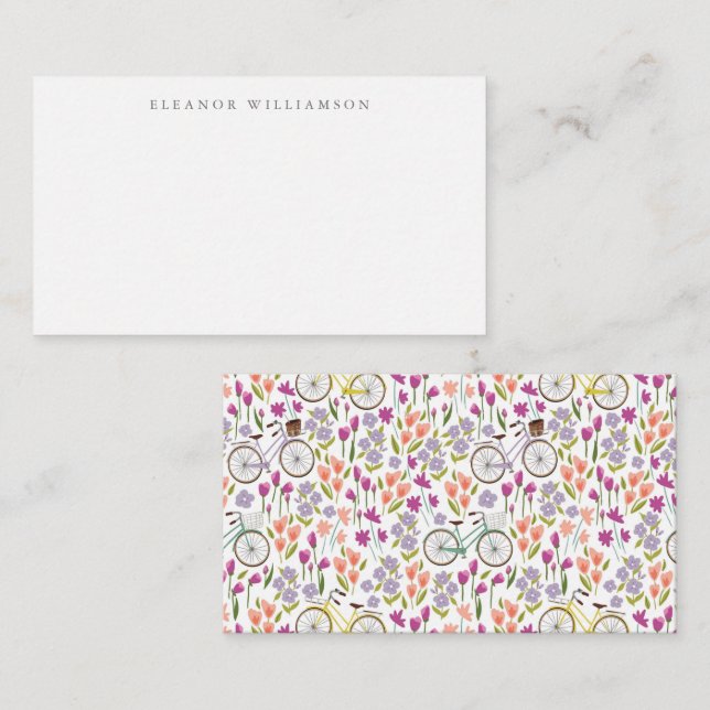 Vintager Boho Bicycle Individuelle Name Geschenkve Mitteilungskarte (Vorne/Hinten)