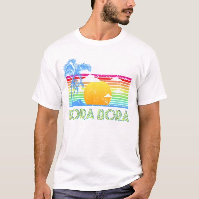 Vintager Bora Bora Strand T-Shirt (Vorderseite)