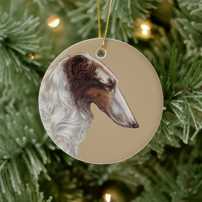 Vintager Borzoi Head Weihnachtsschmuck (Baum)