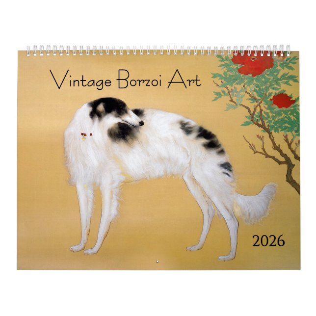Vintager Borzoi-Kunstkalender 2026 Kalender (Titelbild)