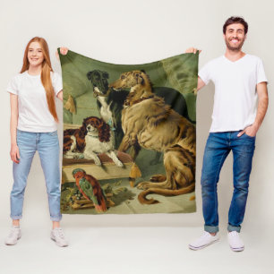Vintager Borzoi-Malerei-FleeceThrow Fleecedecke