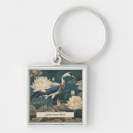 Vintager botanischer Blaukran anpassbar Schlüsselanhänger