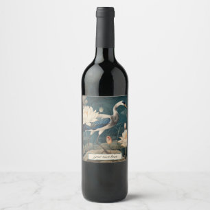 Vintager botanischer Blaukran anpassbar Weinetikett