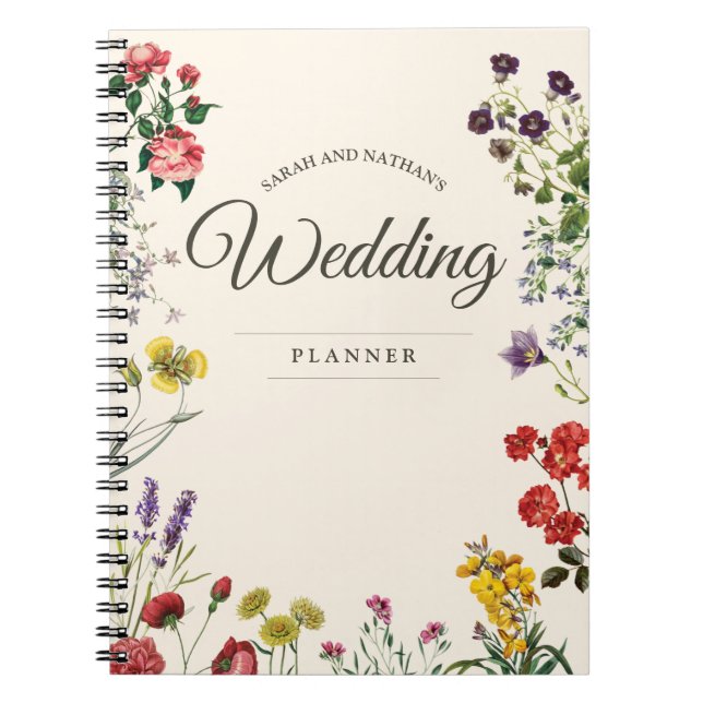 Vintager Botanischer Blume Bridal Weddingplaner Notizblock (Vorderseite)
