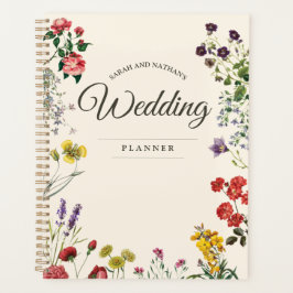 Vintager Botanischer Blume Hochzeitsplaner Planer