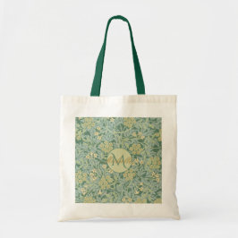 Vintager Botanischer Blumenbeutel Aquamarin und Gr Tragetasche