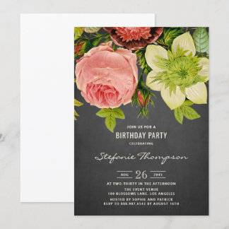 Vintager Botanischer Blumenkohl Geburtstag Einladung