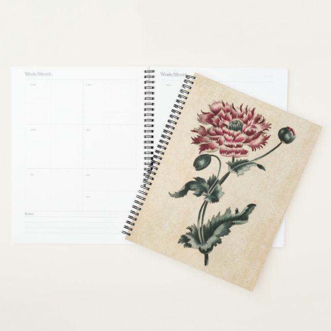 Vintager Botanischer Blumenmohn Planer (Anzeige)
