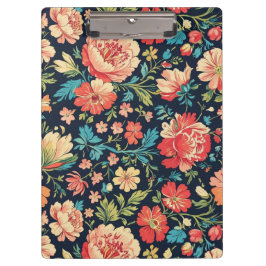 Vintager botanischer Garten Blumenmuster Blau Klemmbrett