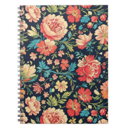 Vintager botanischer Garten Blumenmuster Blau Notizblock