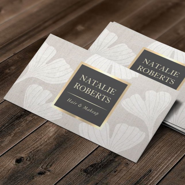 Vintager botanischer Ginkgo Makeup Artist Friseur  Visitenkarte (Von Creator hochgeladen)