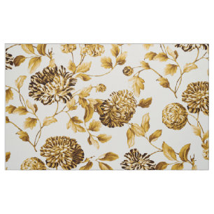 Vintager Botanischer Goldfloral-Baumwolltester Stoff