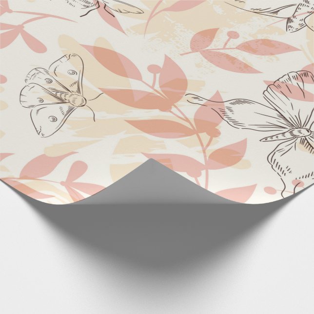 Vintager botanischer Insektengarten Geschenkpapier (Ecke)