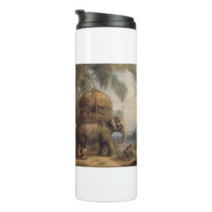 Vintager botanischer Szene-Elefant mit Howdai Thermosbecher