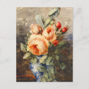 Vintager Bouquet aus Rose in einer Vase Postkarte