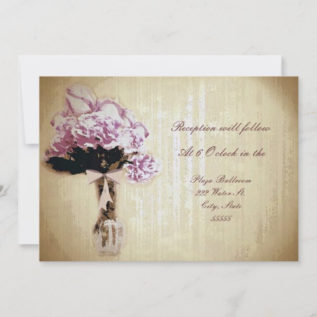 Vintager Bouquet Empfang Einladung (Vorderseite)