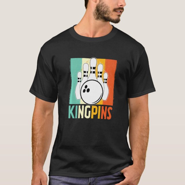 Vintager Bowling Bowler KingPins T-Shirt (Vorderseite)