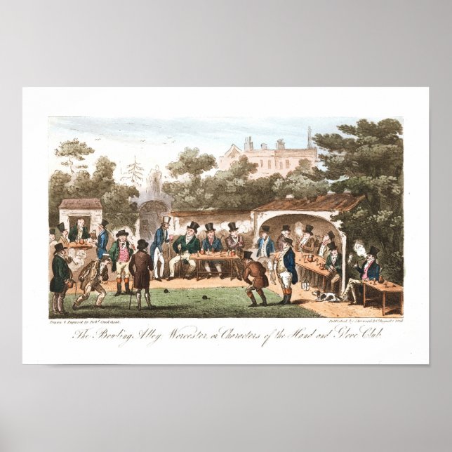 Vintager Bowling Print Early Caricatures Poster (Vorne)