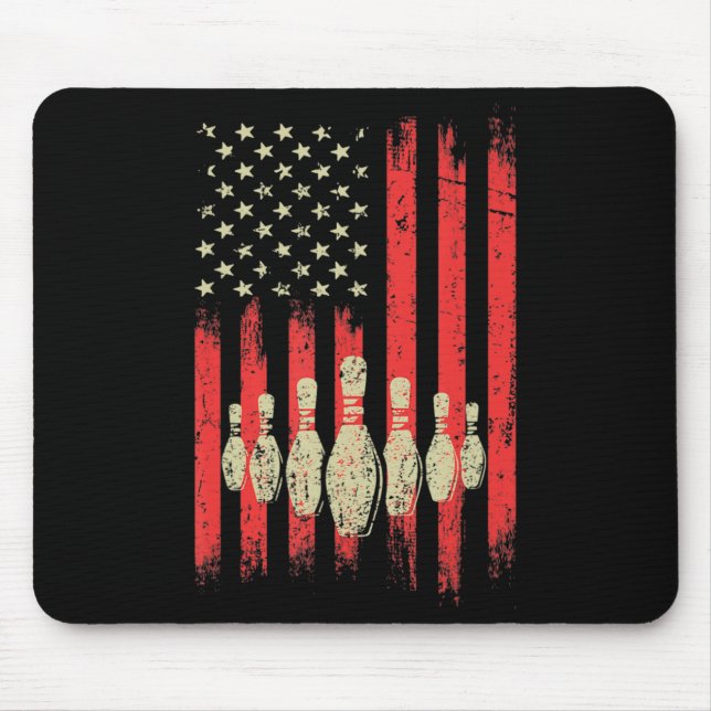 Vintager Bowling USA Flag Bowling Mousepad (Vorne)