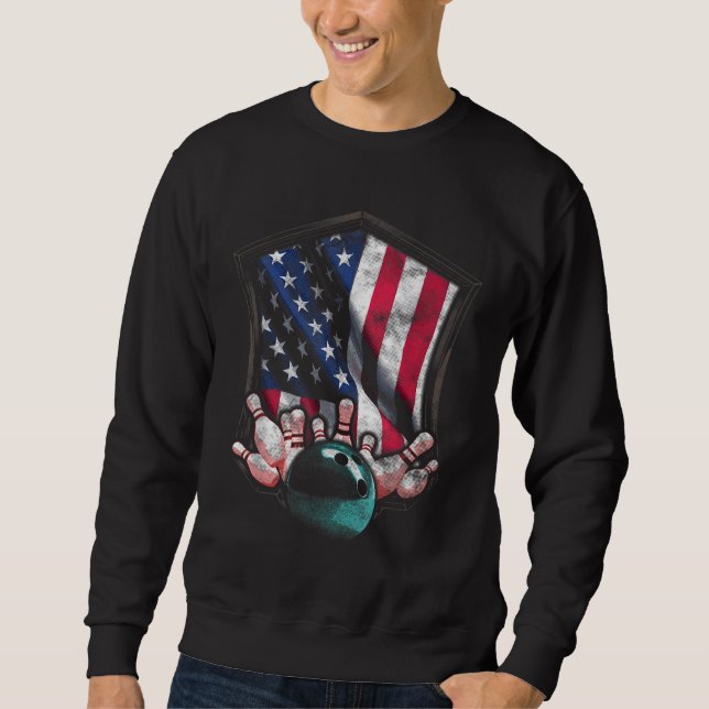 Vintager Bowling USA Flag Bowling Sweatshirt (Vorderseite)