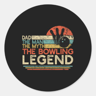 Vintager Bowling Vater Der Mensch Der Mythos der L Runder Aufkleber
