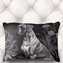 Vintager Boxer Hund mit floraler Motive | Akzentki Dekokissen
