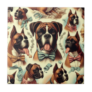 Vintager Boxer Hund nahtlos Fliese