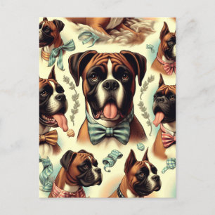 Vintager Boxer Hund nahtlos Postkarte
