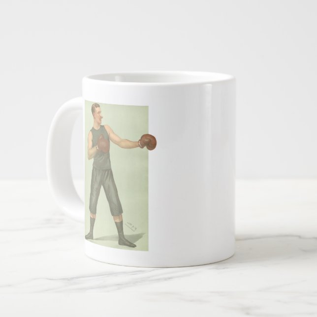 Vintager Boxer mit langen grünen Stämmen Jumbo-Tasse (Vorderseite Links)