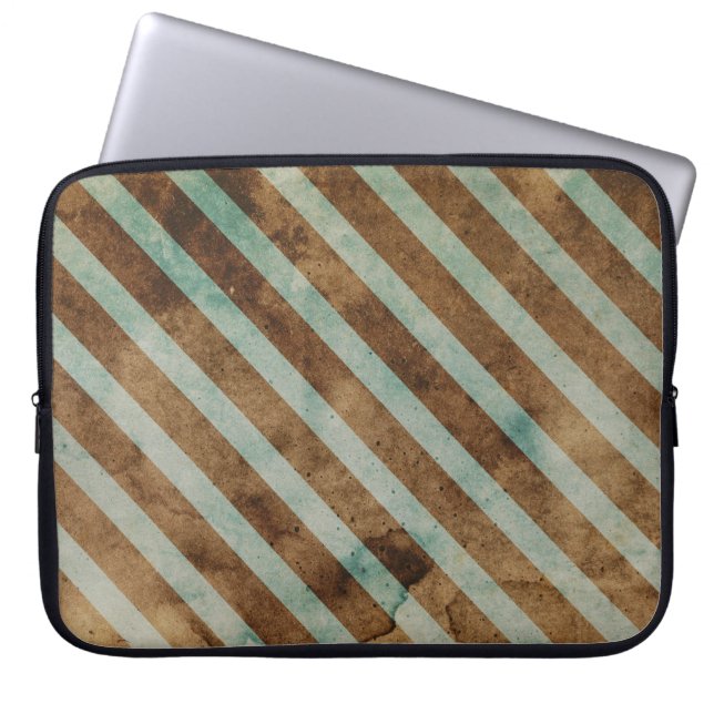 Vintager, brauner Streifen Grunge Notebook-Compute Laptopschutzhülle (Vorderseite)