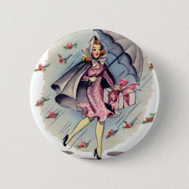 Vintager Brautparty-Gast Button (Vorderseite)