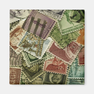 Vintager Briefmarken-Druck Magnet