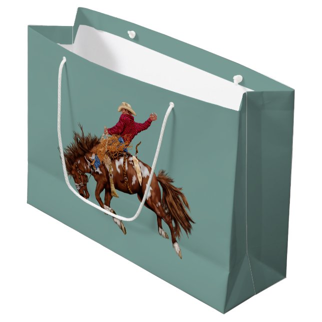 Vintager Broncofahrer Große Geschenktüte (Vorderseite Schrägansicht)
