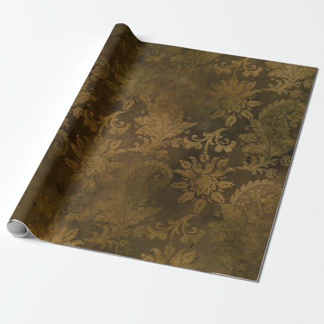 Vintager Bronze-Golddamask Geschenkpapier (Ungerollt)