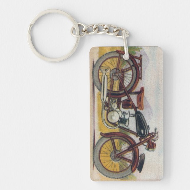 Vintager Bronzemotorrad-Druck Schlüsselanhänger (Vorderseite)