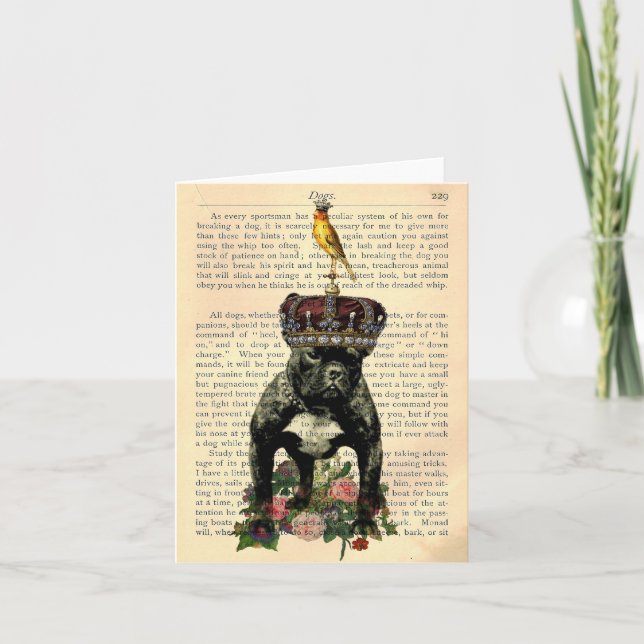 Vintager Buch-Seiten-französische Bulldoggen-König Karte (Vorderseite)