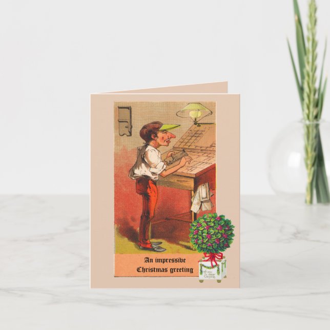 Vintager Buchdrucker Weihnachtskarte Feiertagskarte (Vorderseite)
