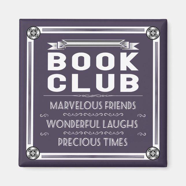Vintager Buchklub Typografie Lila Magnet (Vorne)