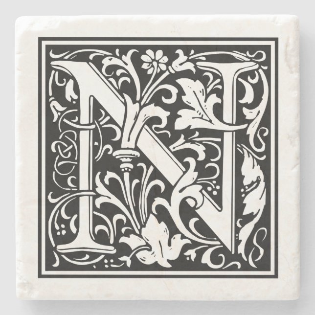 Vintager Buchstabe "N" Steinuntersetzer (Vorderseite)