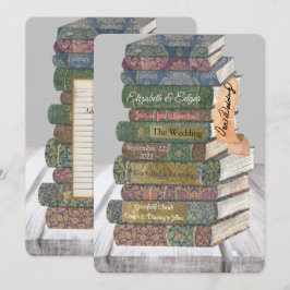 Vintager Buchstapel bemalt Einladungen für Hochzei