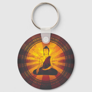 Vintager Buddha-Druck Schlüsselanhänger
