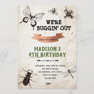 Vintager Buginsektenpfad Geburtstagsparty Einladung