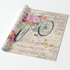 Vintager Bulldog-Blumenradfahrer Ephemera Dekoupag Geschenkpapier