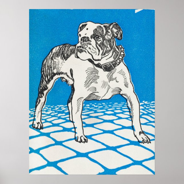 Vintager Bulldog Zeichnend Poster (Vorne)